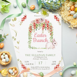 Paasbrunch Konijn Konijn Bloem | Wijnstok Frame Kaart