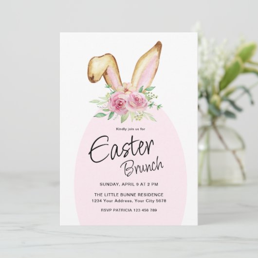 Paasbrunch Konijn Uitnodiging (Staand voorkant)