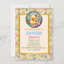 PAASBRUNCH, Kuiken, Bloemen en Kleurrijke Eieren