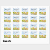 Paasbrunch Kuiken Paashaas Feestje Vierkante Sticker (Vel)