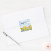 Paasbrunch Kuiken Paashaas Feestje Vierkante Sticker (Envelop)