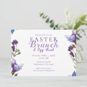 Paasbrunch Lente Bloemen Paarse Bloemen Modern Kaart (Staand voorkant)