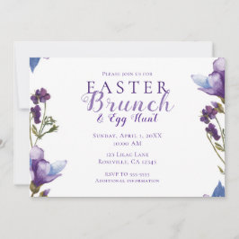 Paasbrunch Lente Bloemen Paarse Bloemstuk Modern Kaart
