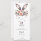 Paasbrunch Menu Schattige Bloemen Konijnenoren Kaart (Voorkant)