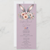 Paasbrunch Menu Schattige Bloemenkonijntje Ears Pa Kaart (Voorkant)