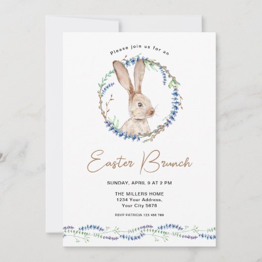 Paasbrunch met konijn kaart (Voorkant)