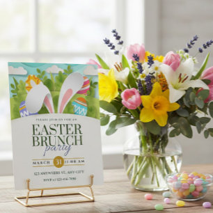 Paasbrunch met konijnenoren – Eierbrunchfeest Briefkaart