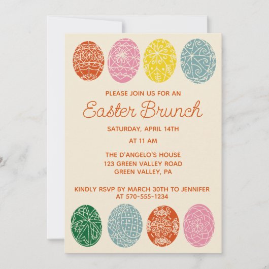 Paasbrunch Oekraïens Pysanky Eggs Party Kaart (Voorkant)