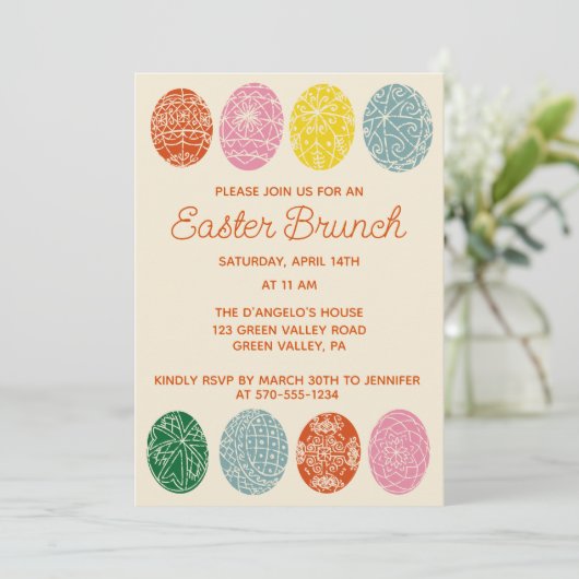Paasbrunch Oekraïens Pysanky Eggs Party Kaart (Staand voorkant)