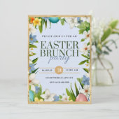 Paasbrunch Party waterverf Bloemen Aankondiging (Staand voorkant)