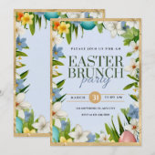 Paasbrunch Party waterverf Bloemen Aankondiging (Voorkant / Achterkant)