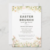 Paasbrunch Schattige Pastel Bunny Waterverf Bloeme Kaart (Voorkant)
