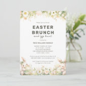 Paasbrunch Schattige Pastel Bunny Waterverf Bloeme Kaart (Staand voorkant)