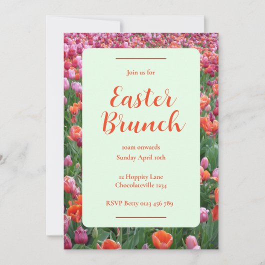 paasbrunch tulpenuitnodiging kaart (Voorkant)