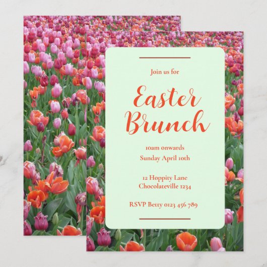 paasbrunch tulpenuitnodiging kaart (Voorkant / Achterkant)