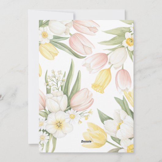 Paasbrunch Uitnodiging Pastel Tulpen Narcissen (Achterkant)