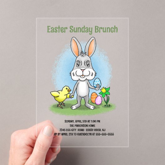 Paasbrunch van de paashaas acryl uitnodigingen (Insitu (Draagbaar))