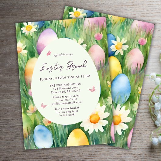 Paasbrunch Waterverf Eggs Invitation Kaart