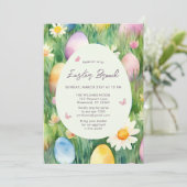 Paasbrunch Waterverf Eggs Invitation Kaart (Staand voorkant)