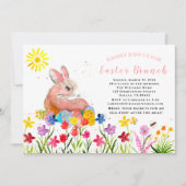 Paasbrunch Waterverf Konijneneieren Bloemen Kaart (Voorkant)