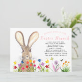 Paasbrunch Waterverf Konijneneieren Bloemen Kaart (Staand voorkant)