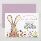 Paasbrunch Waterverf Konijneneieren Bloemen Kaart (Voorkant / Achterkant)