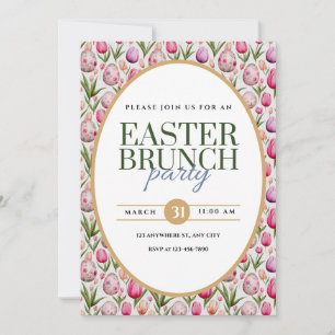 Paasbrunchfeest bloemen en eieren aankondiging