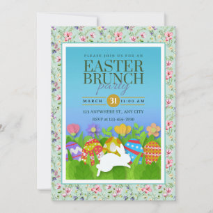Paasbrunchfeest – Kleurrijk Konijn & Eieren Kaart