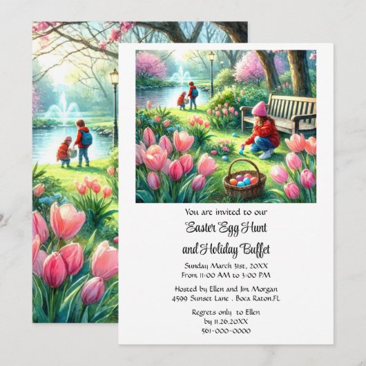 Paasbuffet en eierjacht vakantie kaart (Voorkant / Achterkant)