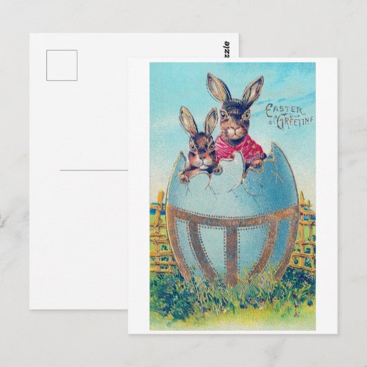  paasbundel en grote gedecorreerde eieren briefkaart (Voorkant / Achterkant)