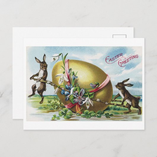  paasbundel en grote gedecorreerde eieren briefkaart (Voorkant / Achterkant)