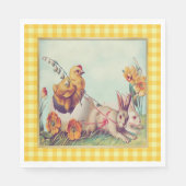  paasbundel en kuiken in buffelcontroles servet (Voorkant)