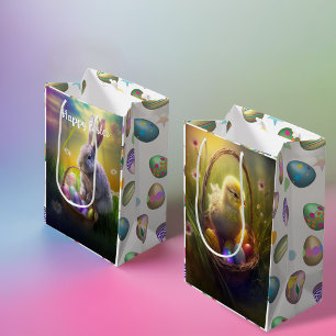 paasbundel en kuiken met eimanden medium cadeauzakje