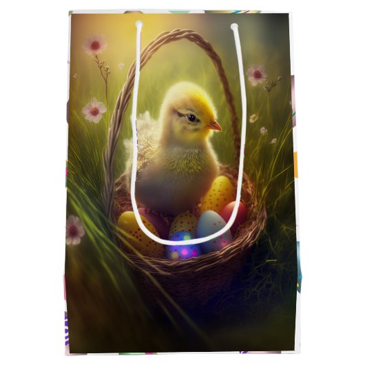 paasbundel en kuiken met eimanden medium cadeauzakje (Achterkant)