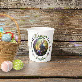 paasbundel en kuiken met eimanden papieren bekers