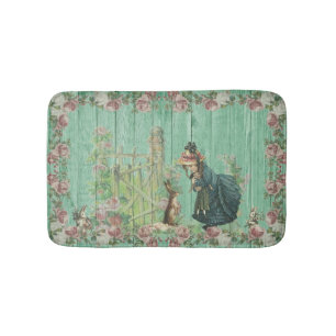 paasbundel en meisje in Roos tuin Badmat