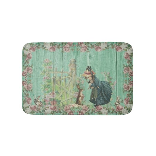 paasbundel en meisje in Roos tuin Badmat (Voorkant)