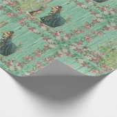 paasbundel en meisje in Roos tuin Cadeaupapier (Hoek)