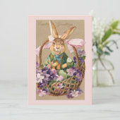  paasbundel in mandje met overvallen feestdagenkaart (Staand voorkant)