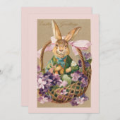  paasbundel in mandje met overvallen feestdagenkaart (Voorkant / Achterkant)