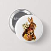 paasbundel met eieren en bloemen ronde button 5,7 cm (Voorkant /achterkant)