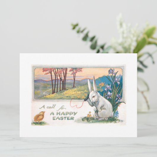  paasbundel met telefoon feestdagenkaart (Staand voorkant)