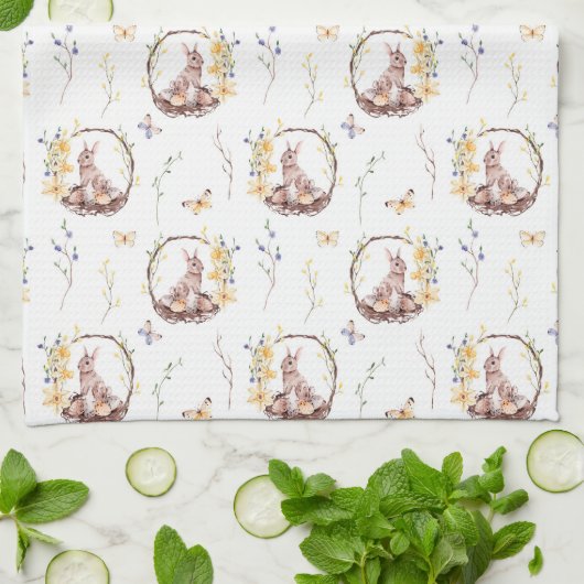 paasbundel op een nest eieren theedoek (Gevouwen)