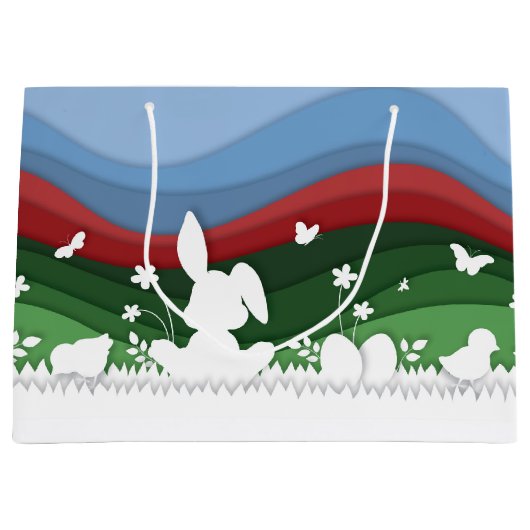 Paasbundelpapier snijdt groene natuur lente groot cadeauzakje (Voorkant)