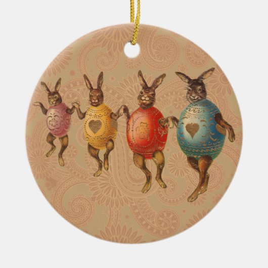 paasbundels die dansen met eierkostuums keramisch ornament (Voorkant)