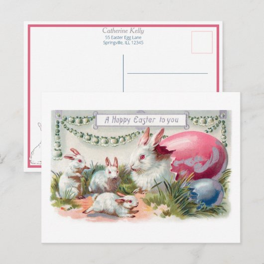  paasbundels, eieren en bloemen briefkaart (Voorkant / Achterkant)