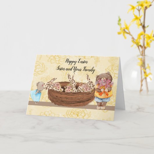 Paasbundels en -Beren voor zuster- en Kaart (Gele Bloem)