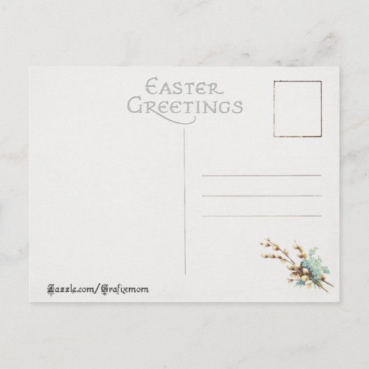  paasbundels en gedecorbeerde eieren feestdagenkaart (Achterkant)