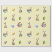 paasbundels en gekleurde eieren gele pokadots cadeaupapier (Vlak)