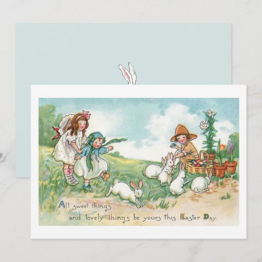  paasbundels en kinderen feestdagenkaart (Voorkant / Achterkant)